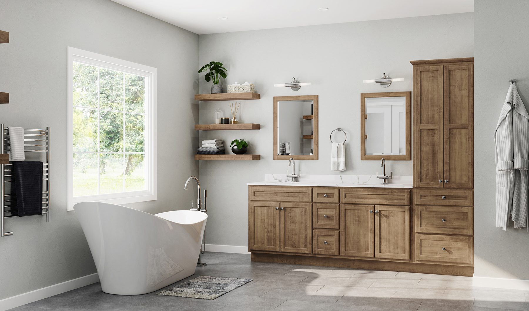 Bertch Northbrook transitional bathroom vanity in cream finish with marble counter