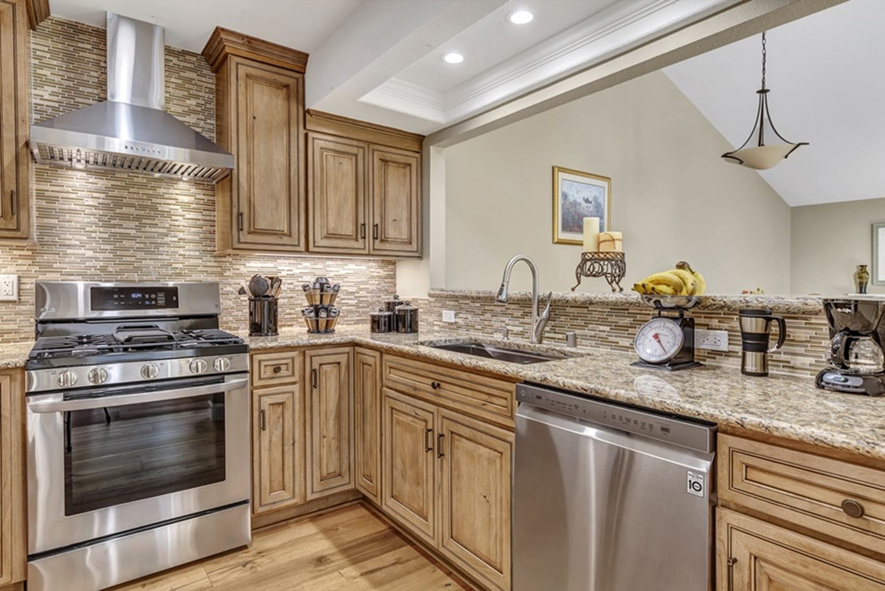 Crown Sedona whitewashed walnut rustic kitchen