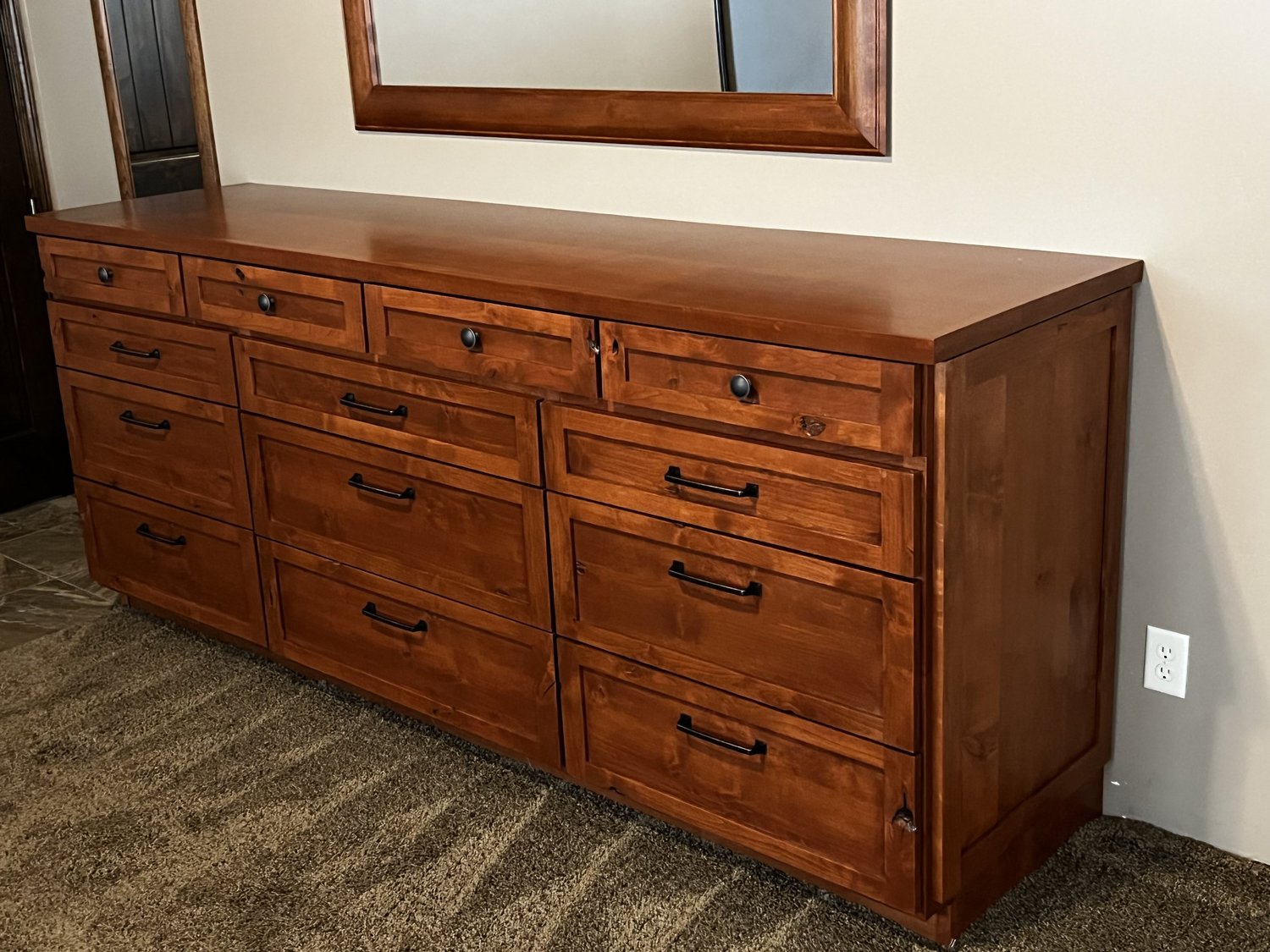 Light maple island with full-overlay drawers