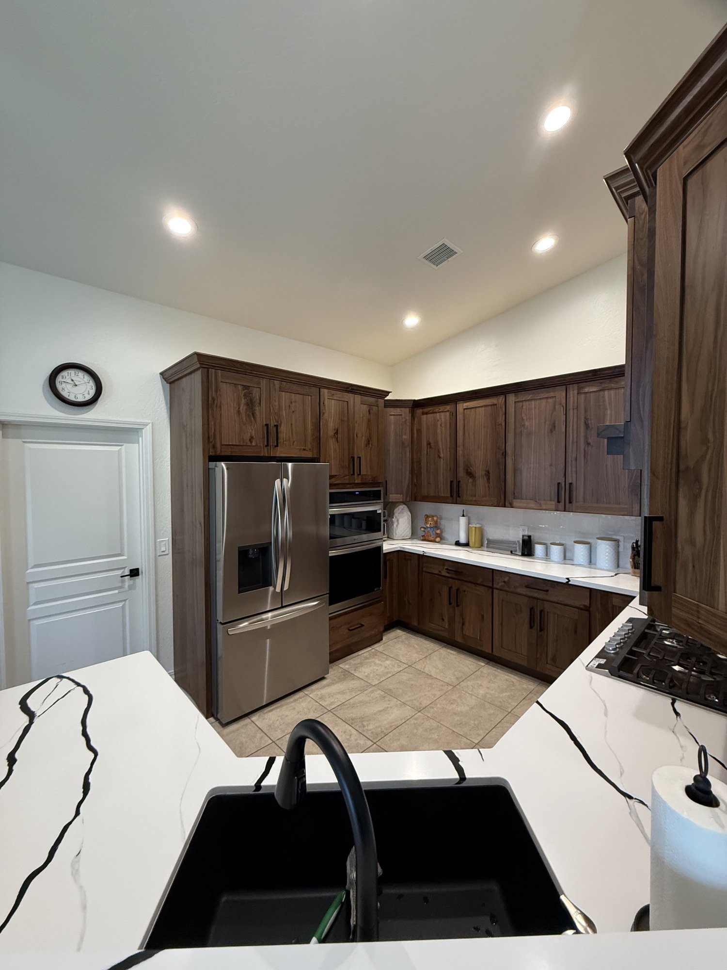 Two-tone kitchen with island